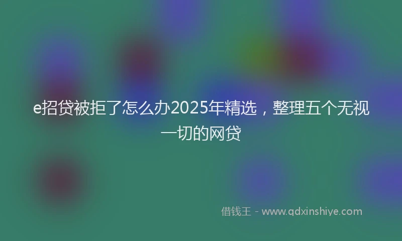 e招贷被拒了怎么办2025年精选，整理五个无视一切的网贷