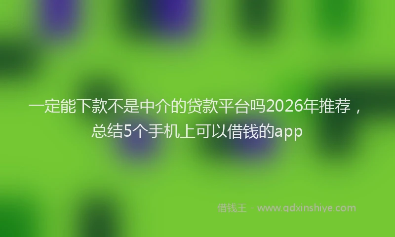 一定能下款不是中介的贷款平台吗2026年推荐，总结5个手机上可以借钱的app