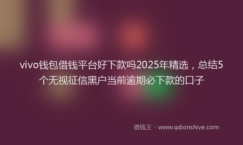 vivo钱包借钱平台好下款吗2025年精选，总结5个无视征信黑户当前逾期必下款的口子