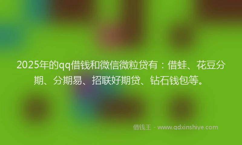 2025年的qq借钱和微信微粒贷有:借蛙、花豆分期、分期易、招联好期贷、钻石钱包等。