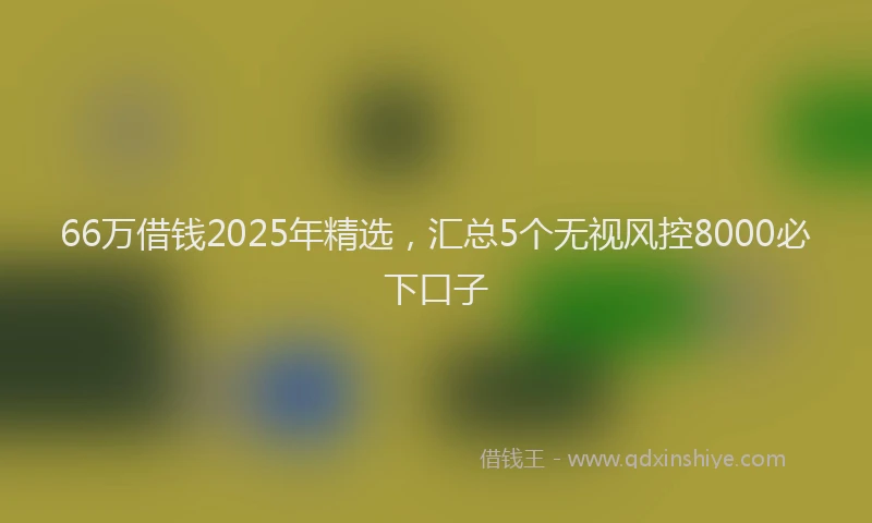 66万借钱2025年精选,汇总5个无视风控8000必下口子