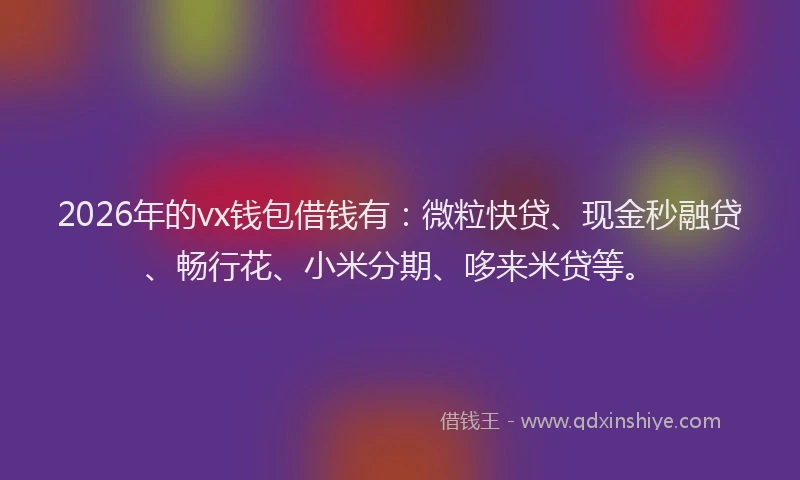 2026年的vx钱包借钱有：微粒快贷、现金秒融贷、畅行花、小米分期、哆来米贷等。
