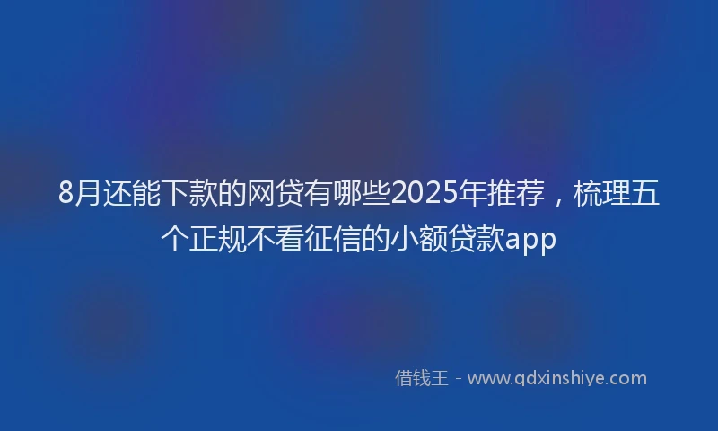 8月还能下款的网贷有哪些2025年推荐，梳理五个正规不看征信的小额贷款app