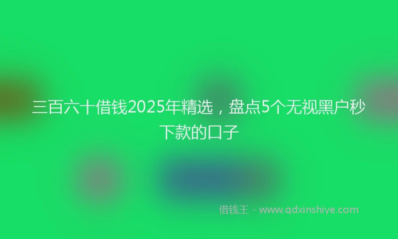 三百六十借钱2025年精选，盘点5个无视黑户秒下款的口子