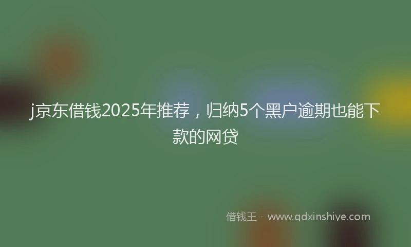 j京东借钱2025年推荐，归纳5个黑户逾期也能下款的网贷