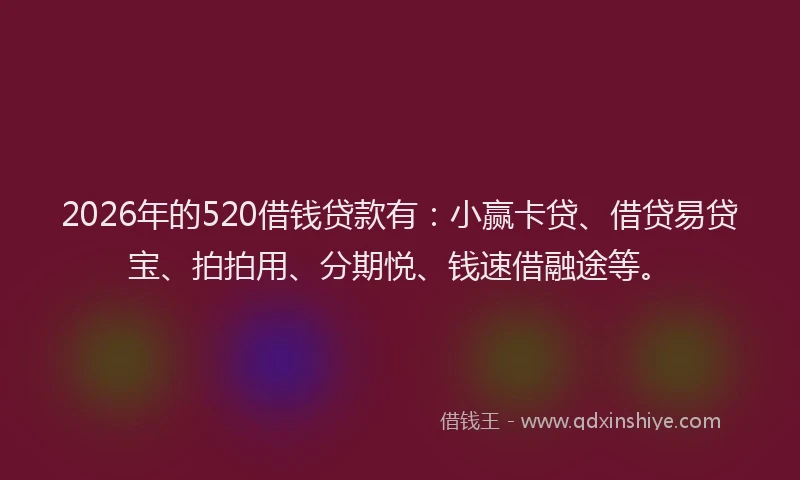 2026年的520借钱贷款有：小赢卡贷、借贷易贷宝、拍拍用、分期悦、钱速借融途等。