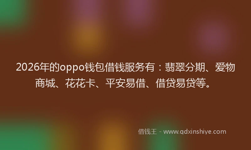 2026年的oppo钱包借钱服务有：翡翠分期、爱物商城、花花卡、平安易借、借贷易贷等。
