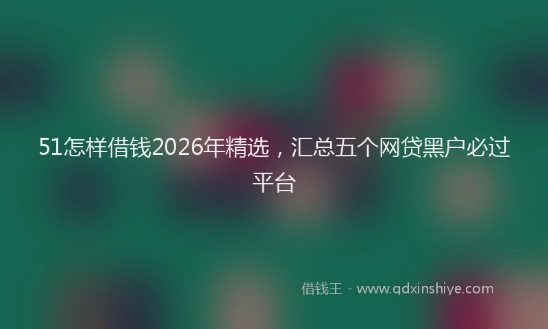 51怎样借钱2026年精选，汇总五个网贷黑户必过平台