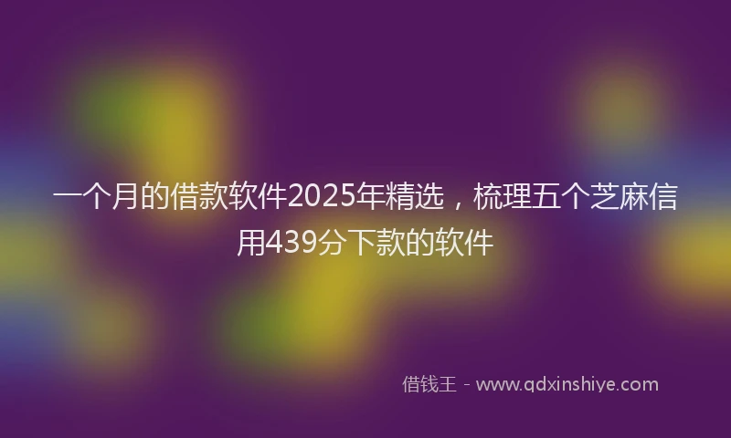 一个月的借款软件2025年精选，梳理五个芝麻信用439分下款的软件