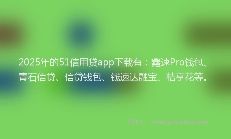 2025年的51信用贷app下载有：鑫速Pro钱包、青石信贷、信贷钱包、钱速达融宝、桔享花等。