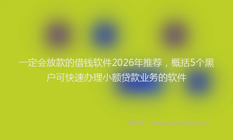一定会放款的借钱软件2026年推荐，概括5个黑户可快速办理小额贷款业务的软件