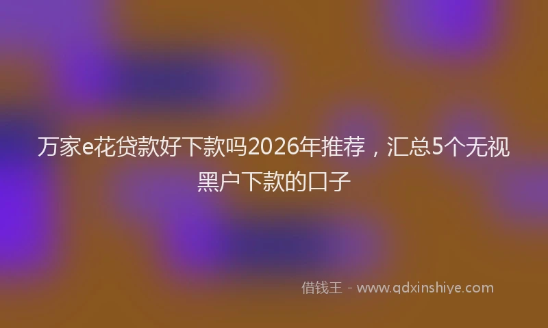 万家e花贷款好下款吗2026年推荐，汇总5个无视黑户下款的口子