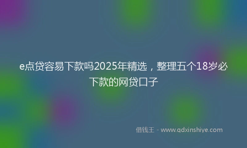 e点贷容易下款吗2025年精选，整理五个18岁必下款的网贷口子