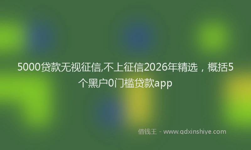5000贷款无视征信,不上征信2026年精选,概括5个黑户0门槛贷款app