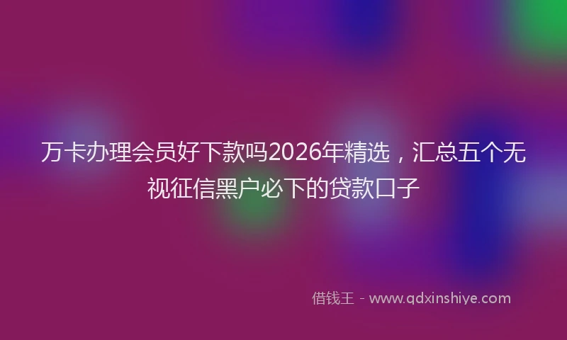 万卡办理会员好下款吗2026年精选，汇总五个无视征信黑户必下的贷款口子