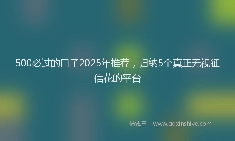 500必过的口子2025年推荐，归纳5个真正无视征信花的平台