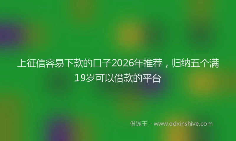 上征信容易下款的口子2026年推荐，归纳五个满19岁可以借款的平台