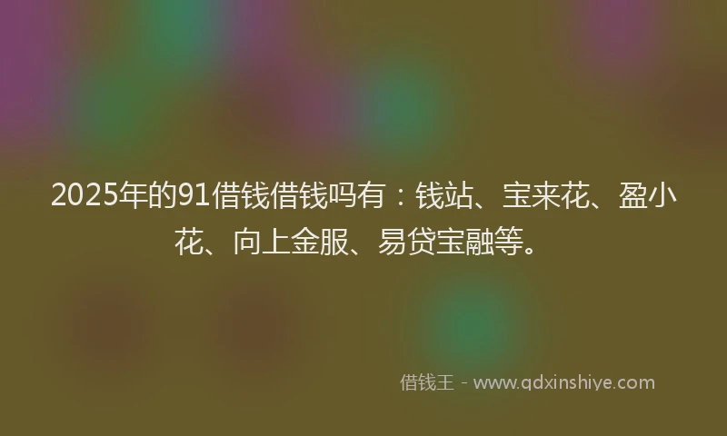 2025年的91借钱借钱吗有：钱站、宝来花、盈小花、向上金服、易贷宝融等。
