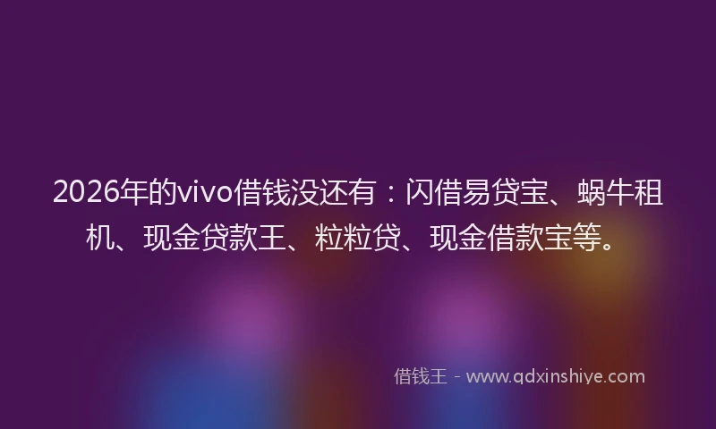 2026年的vivo借钱没还有：闪借易贷宝、蜗牛租机、现金贷款王、粒粒贷、现金借款宝等。