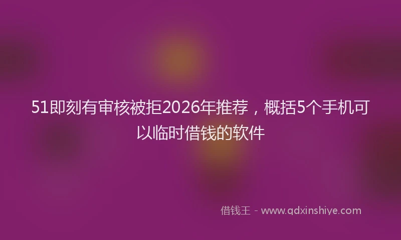 51即刻有审核被拒2026年推荐,概括5个手机可以临时借钱的软件