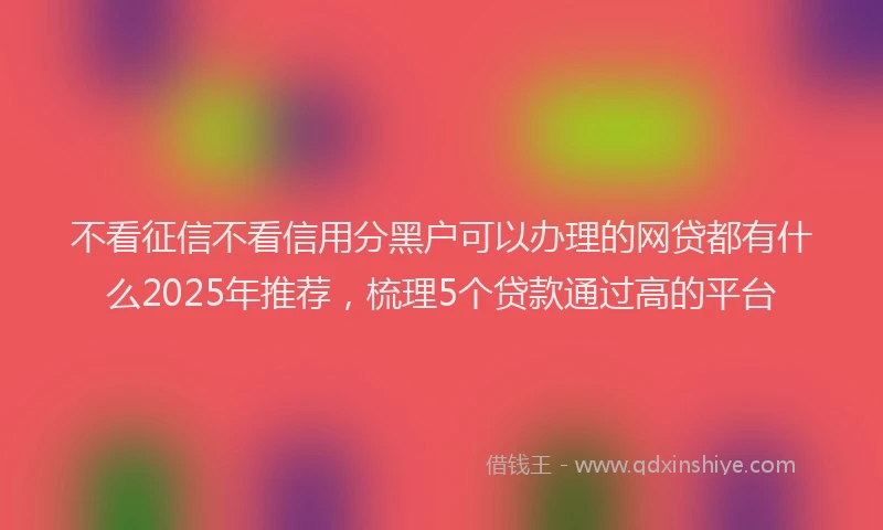 不看征信不看信用分黑户可以办理的网贷都有什么2025年推荐，梳理5个贷款通过高的平台