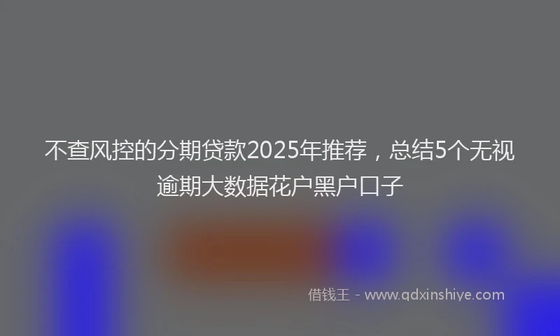 不查风控的分期贷款2025年推荐，总结5个无视逾期大数据花户黑户口子