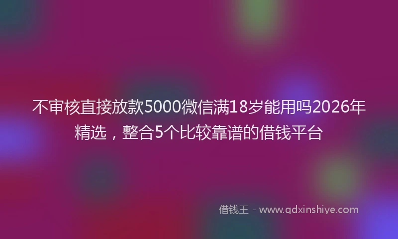不审核直接放款5000微信满18岁能用吗2026年精选，整合5个比较靠谱的借钱平台