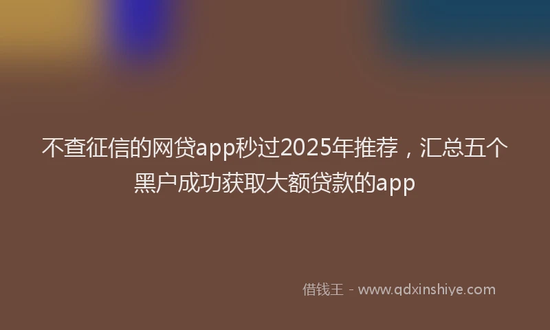 不查征信的网贷app秒过2025年推荐，汇总五个黑户成功获取大额贷款的app