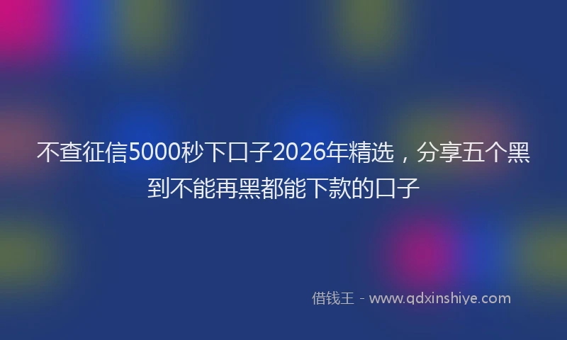 不查征信5000秒下口子2026年精选，分享五个黑到不能再黑都能下款的口子