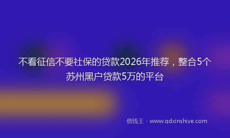 不看征信不要社保的贷款2026年推荐，整合5个苏州黑户贷款5万的平台
