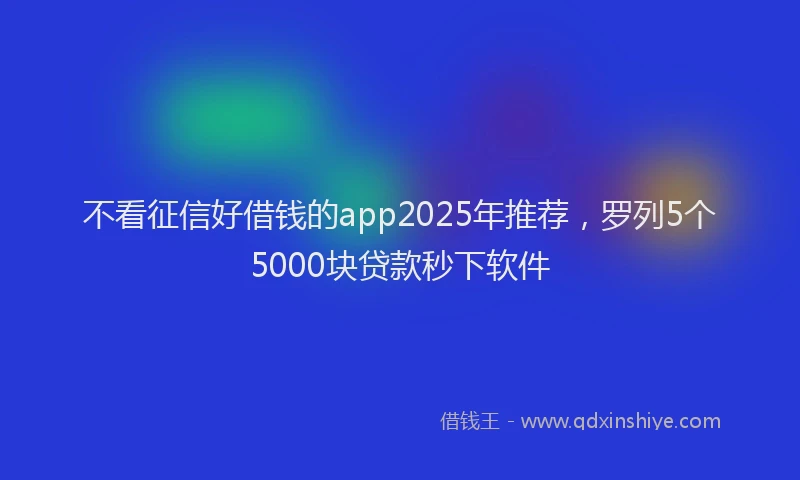 不看征信好借钱的app2025年推荐，罗列5个5000块贷款秒下软件