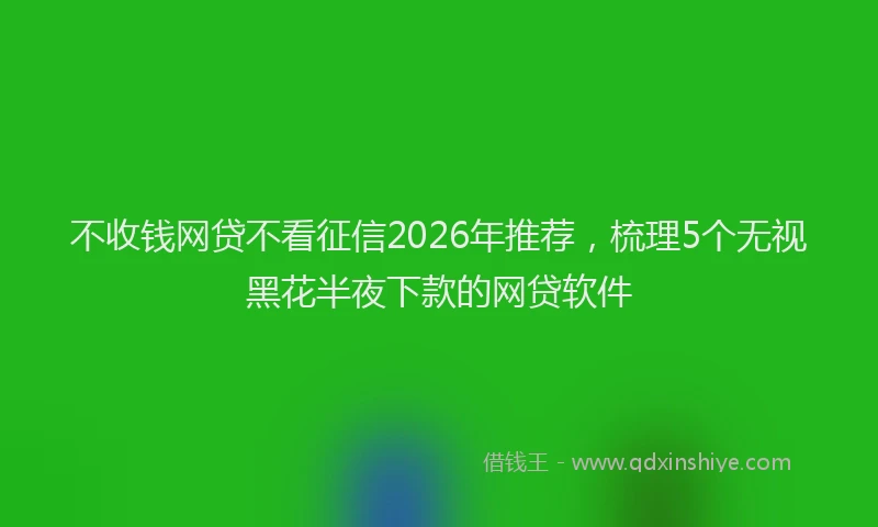 不收钱网贷不看征信2026年推荐，梳理5个无视黑花半夜下款的网贷软件