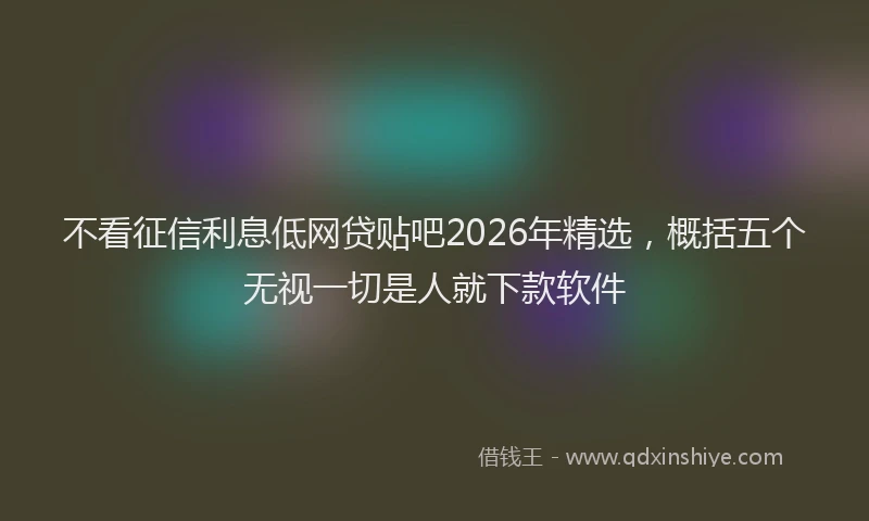 不看征信利息低网贷贴吧2026年精选，概括五个无视一切是人就下款软件