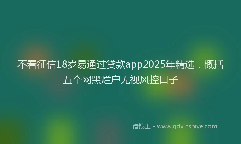 不看征信18岁易通过贷款app2025年精选，概括五个网黑烂户无视风控口子