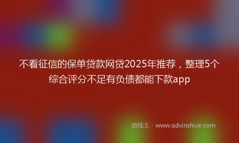 不看征信的保单贷款网贷2025年推荐，整理5个综合评分不足有负债都能下款app