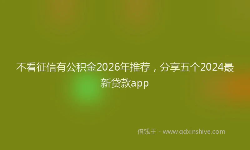 不看征信有公积金2026年推荐，分享五个2024最新贷款app