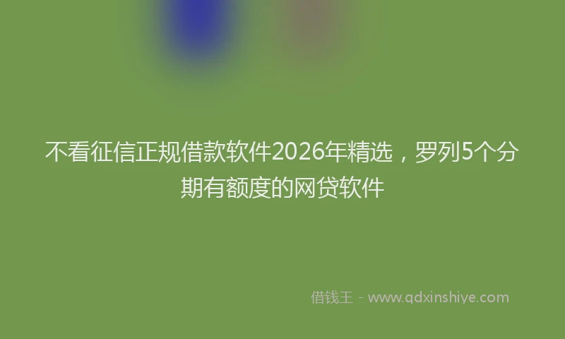 不看征信正规借款软件2026年精选，罗列5个分期有额度的网贷软件