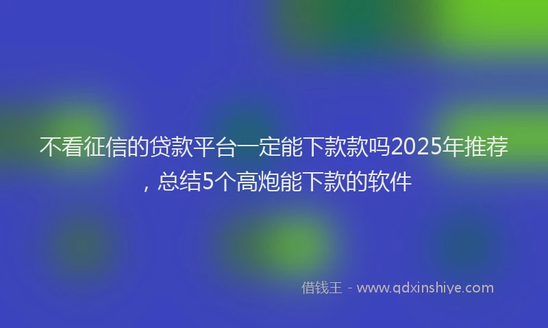 不看征信的贷款平台一定能下款款吗2025年推荐，总结5个高炮能下款的软件