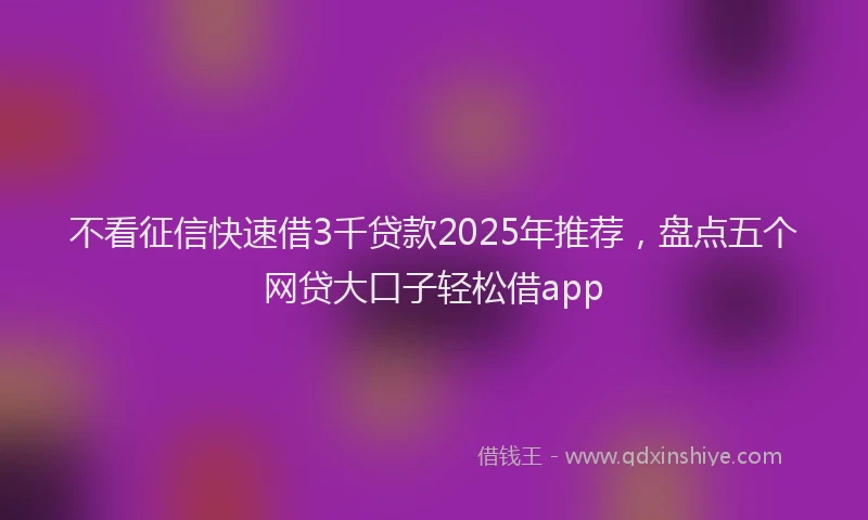 不看征信快速借3千贷款2025年推荐，盘点五个网贷大口子轻松借app