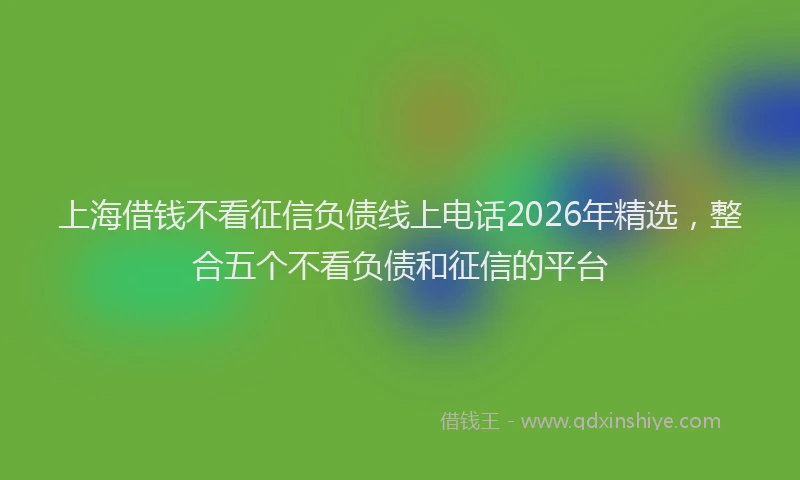 上海借钱不看征信负债线上电话2026年精选，整合五个不看负债和征信的平台