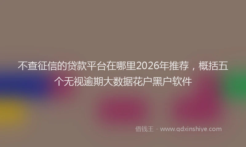不查征信的贷款平台在哪里2026年推荐，概括五个无视逾期大数据花户黑户软件
