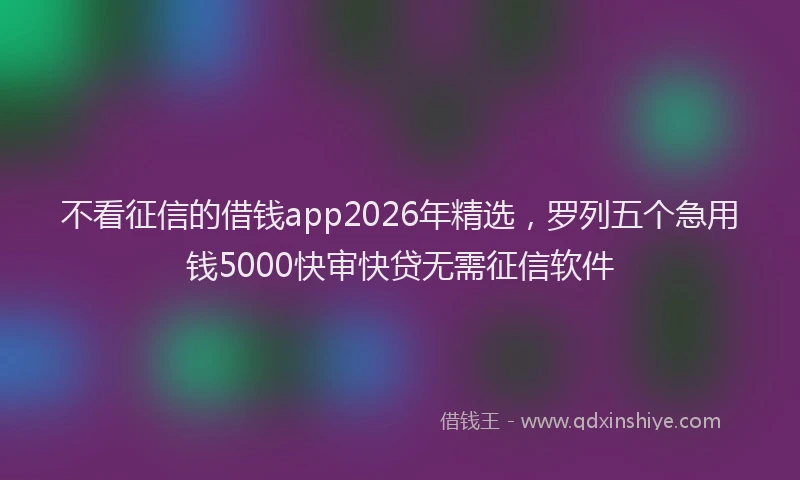 不看征信的借钱app2026年精选，罗列五个急用钱5000快审快贷无需征信软件