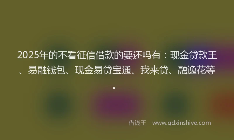 2025年的不看征信借款的要还吗有：现金贷款王、易融钱包、现金易贷宝通、我来贷、融逸花等。