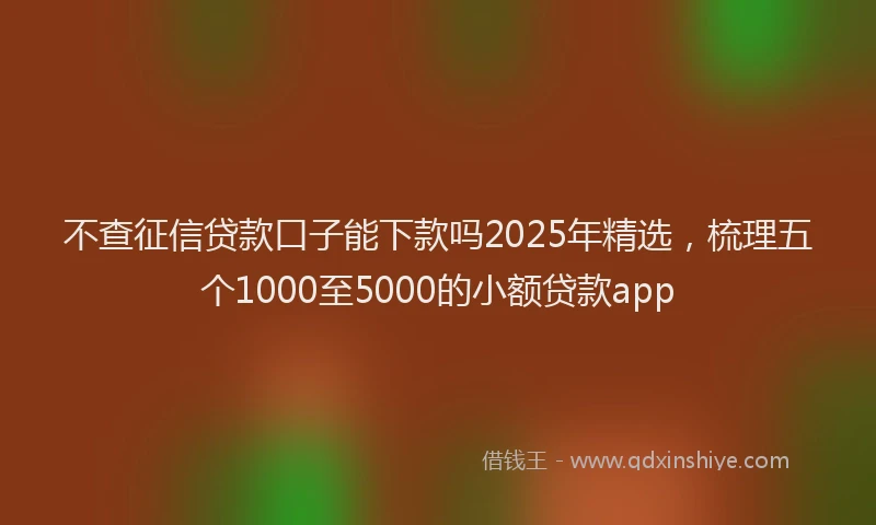 不查征信贷款口子能下款吗2025年精选，梳理五个1000至5000的小额贷款app