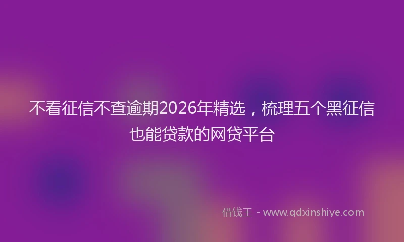 不看征信不查逾期2026年精选，梳理五个黑征信也能贷款的网贷平台