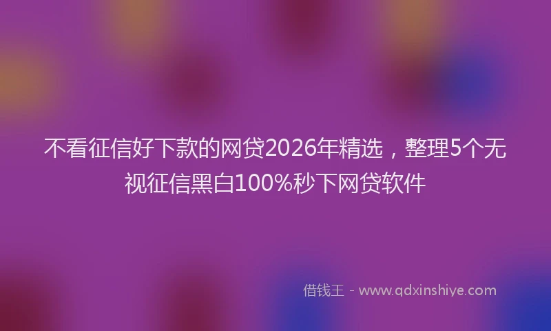 不看征信好下款的网贷2026年精选，整理5个无视征信黑白100%秒下网贷软件