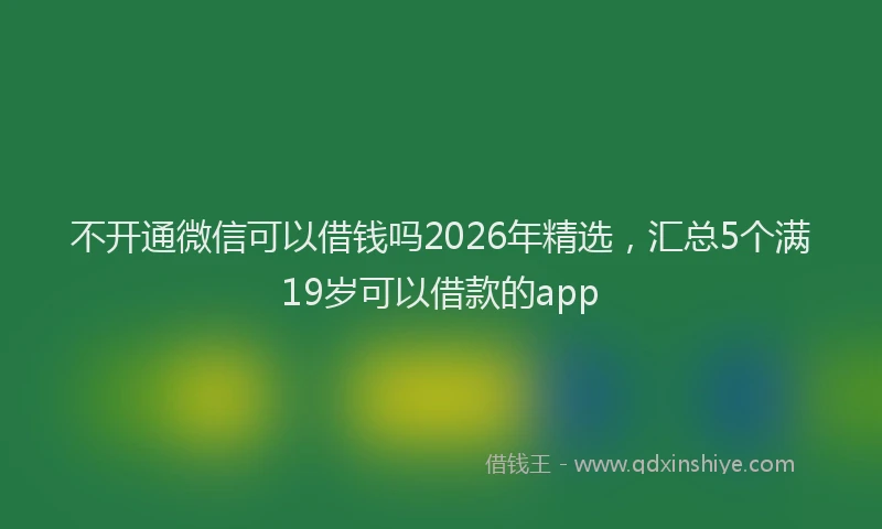 不开通微信可以借钱吗2026年精选，汇总5个满19岁可以借款的app