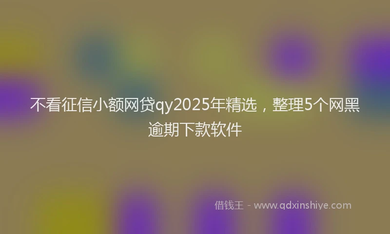 不看征信小额网贷qy2025年精选，整理5个网黑逾期下款软件