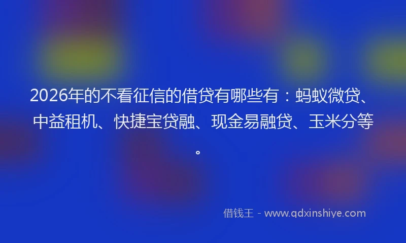 2026年的不看征信的借贷有哪些有：蚂蚁微贷、中益租机、快捷宝贷融、现金易融贷、玉米分等。