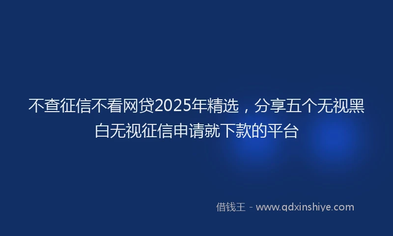 不查征信不看网贷2025年精选，分享五个无视黑白无视征信申请就下款的平台